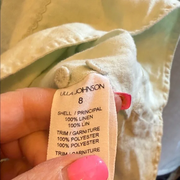 Ulla Johnson Light Green Long Sleeve Linen Dress - Picture 13 of 14